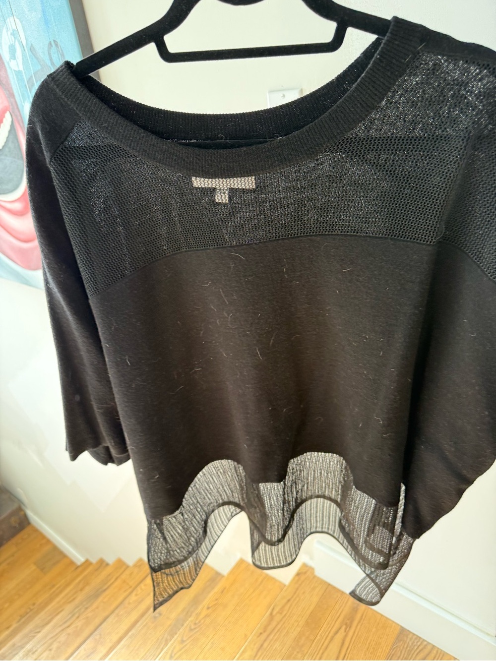 Public School Black Mesh-Trim Short Sleeve Tunic